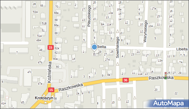 Krotoszyn, Libelta Karola, 31, mapa Krotoszyna