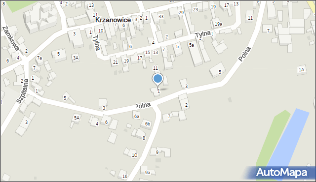 Krzanowice, Lipowa, 1, mapa Krzanowice