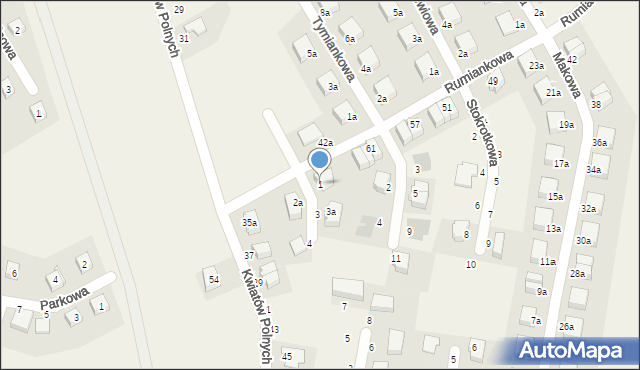 Krzyków, Liliowa, 1, mapa Krzyków