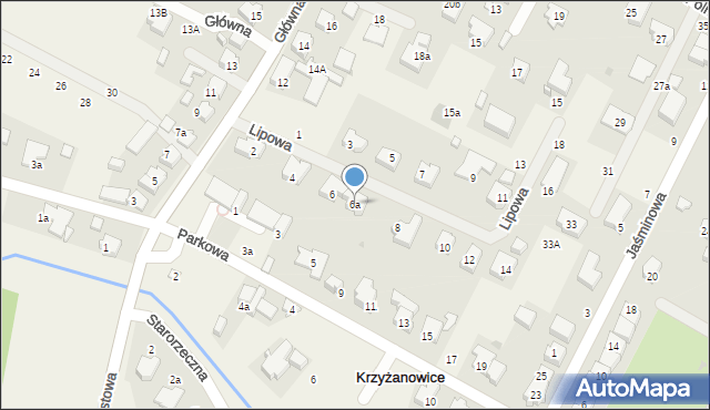 Krzyżanowice, Lipowa, 6a, mapa Krzyżanowice