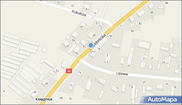 Księginice, Lipowa, 1, mapa Księginice