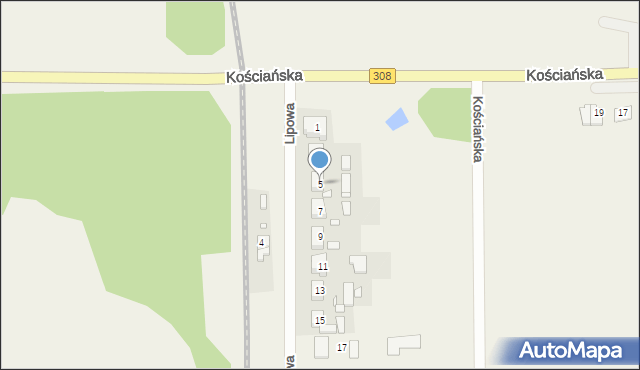 Kunowo, Lipowa, 5, mapa Kunowo