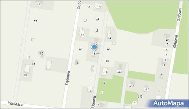 Kuriany, Lipowa, 9, mapa Kuriany