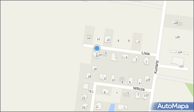 Kuriany, Lisia, 11, mapa Kuriany