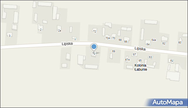 Łabunie, Lipska, 71, mapa Łabunie
