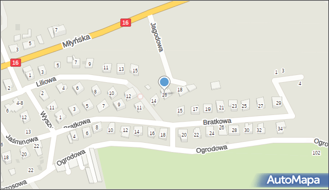 Łasin, Liliowa, 16, mapa Łasin