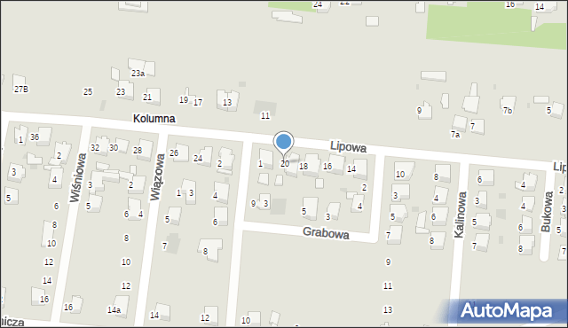 Łask, Lipowa, 20, mapa Łask