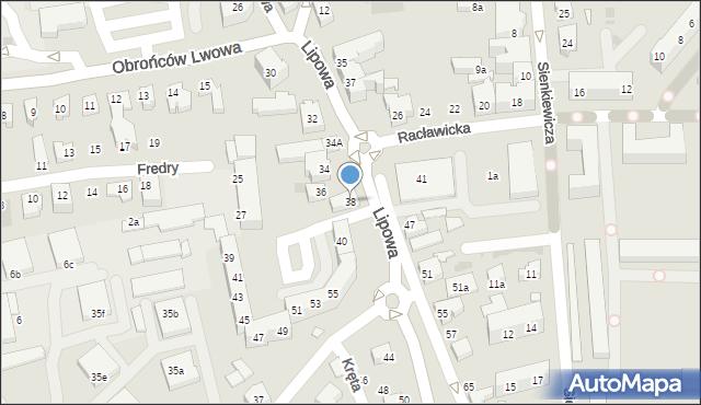 Leszno, Lipowa, 38, mapa Leszno