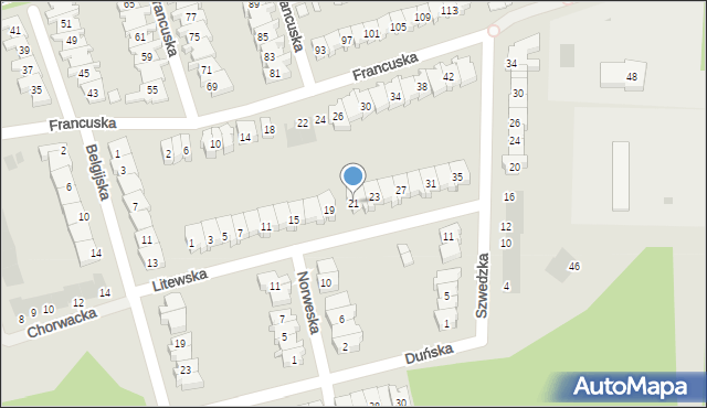 Leszno, Litewska, 21, mapa Leszno