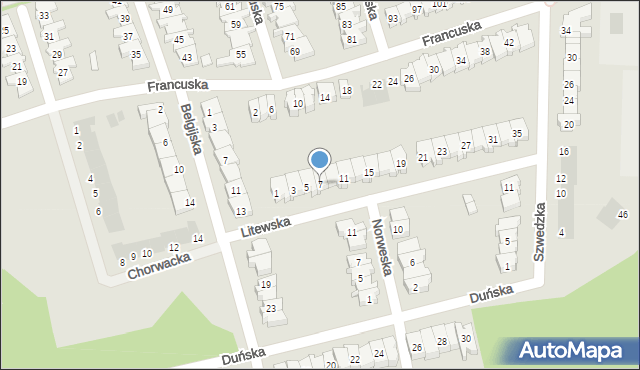 Leszno, Litewska, 7, mapa Leszno