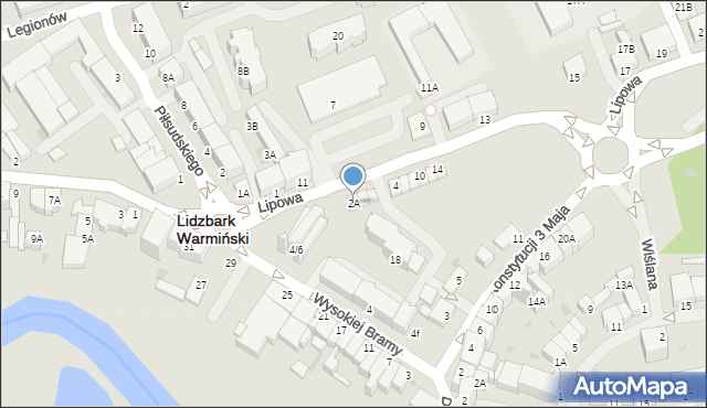 Lidzbark Warmiński, Lipowa, 2A, mapa Lidzbark Warmiński