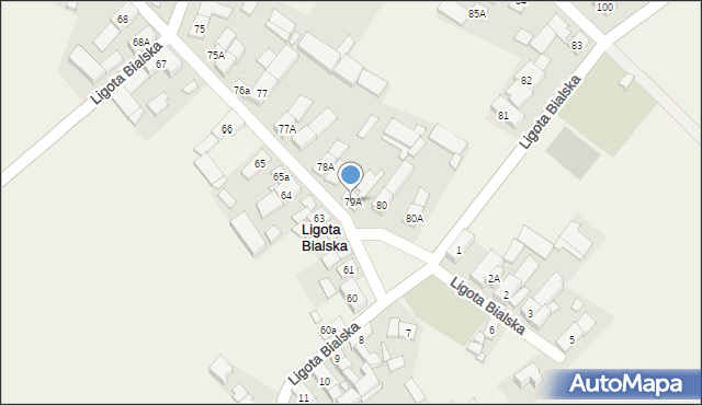 Ligota Bialska, Ligota Bialska, 79A, mapa Ligota Bialska