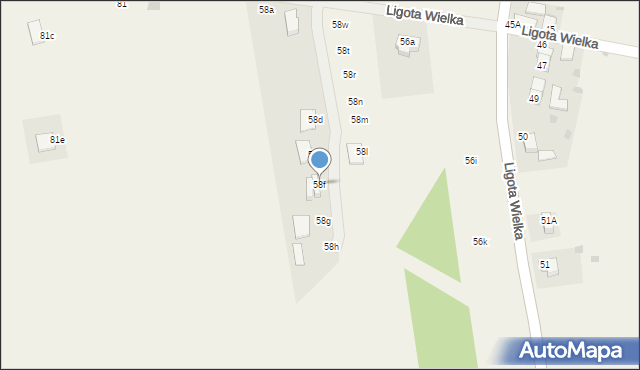 Ligota Wielka, Ligota Wielka, 58f, mapa Ligota Wielka