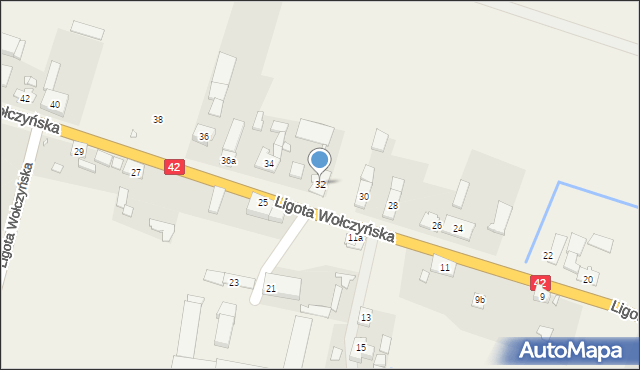 Ligota Wołczyńska, Ligota Wołczyńska, 32, mapa Ligota Wołczyńska