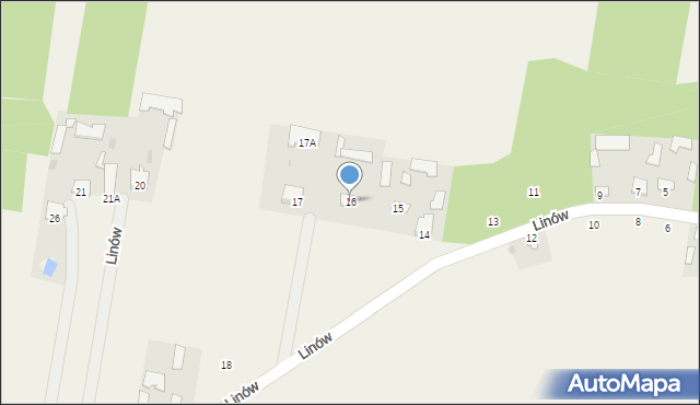 Linów, Linów, 16, mapa Linów