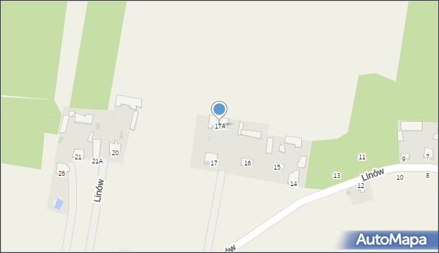 Linów, Linów, 17A, mapa Linów