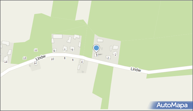 Linów, Linów, 3, mapa Linów