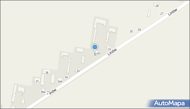 Linów, Linów, 32, mapa Linów