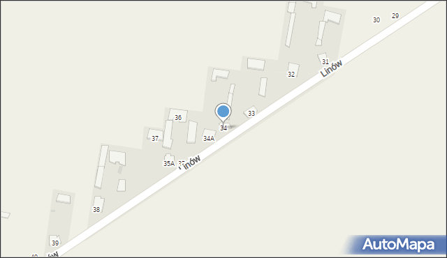 Linów, Linów, 34, mapa Linów