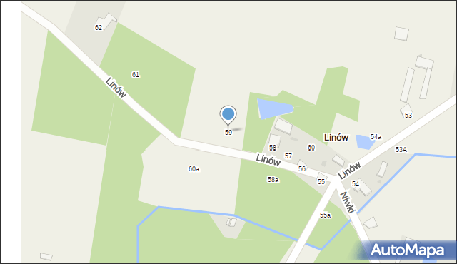 Linów, Linów, 59, mapa Linów