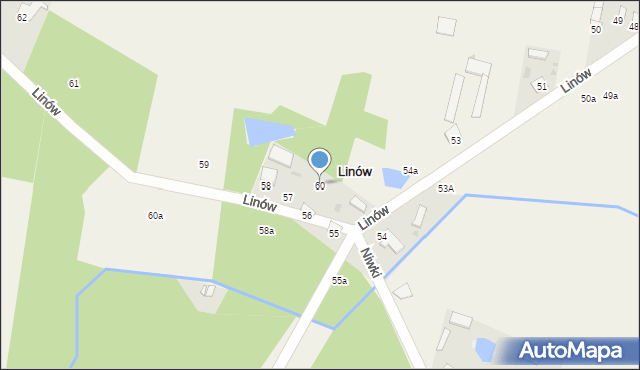 Linów, Linów, 60, mapa Linów