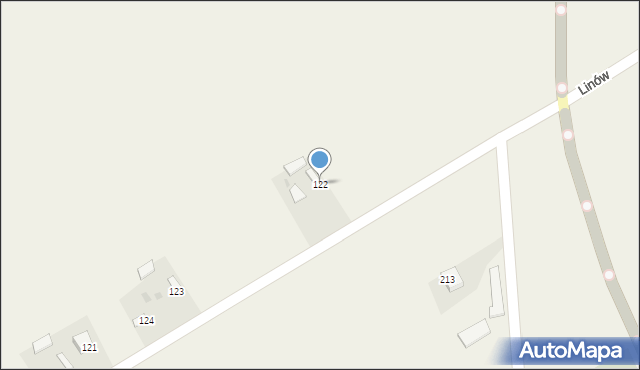 Linów, Linów, 122, mapa Linów