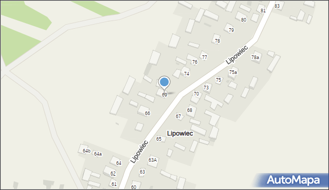 Lipowiec, Lipowiec, 69, mapa Lipowiec