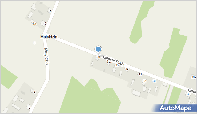 Lipskie Budy, Lipskie Budy, 36, mapa Lipskie Budy