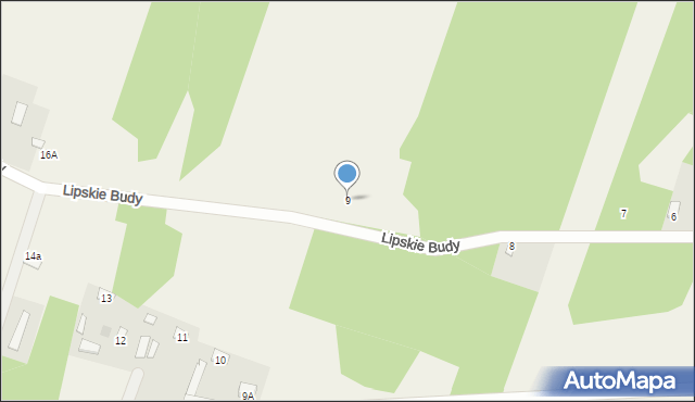 Lipskie Budy, Lipskie Budy, 9, mapa Lipskie Budy