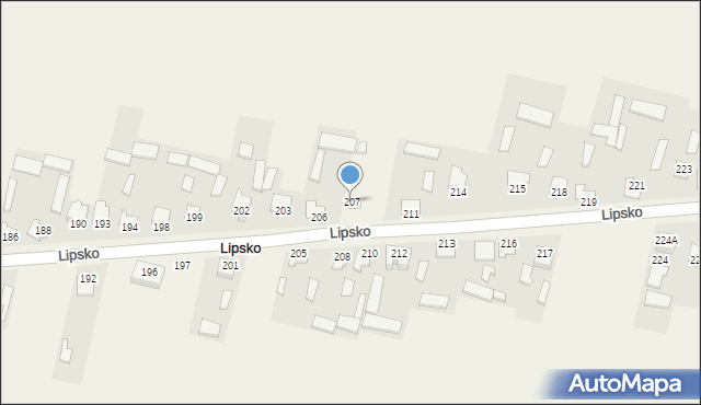 Lipsko, Lipsko, 207, mapa Lipsko