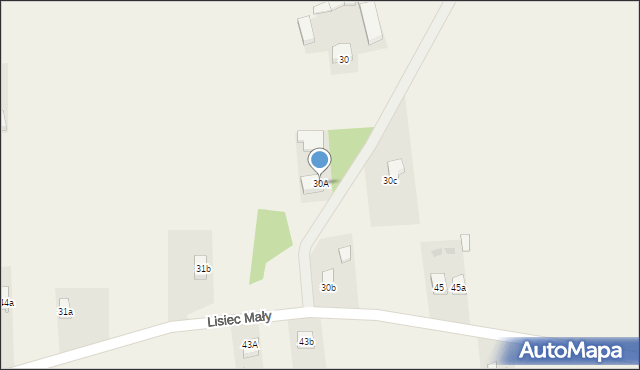 Lisiec Mały, Lisiec Mały, 30A, mapa Lisiec Mały
