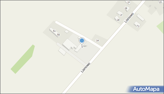 Lisnowo, Lisnowo, 1, mapa Lisnowo