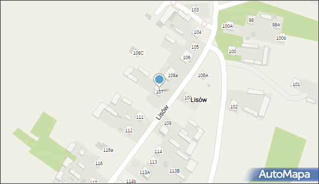 Lisów, Lisów, 107, mapa Lisów
