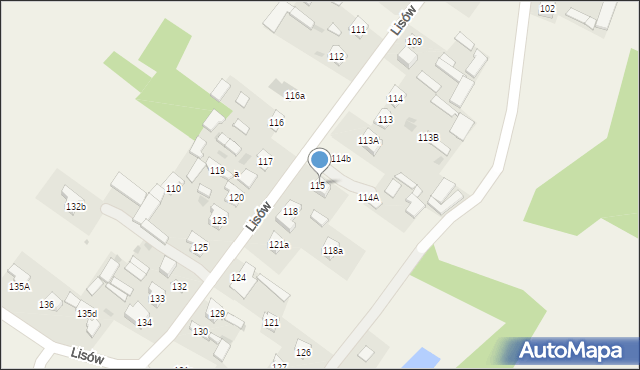 Lisów, Lisów, 117a, mapa Lisów