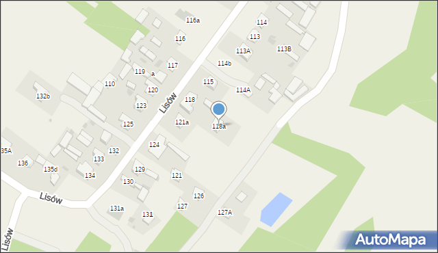 Lisów, Lisów, 118a, mapa Lisów