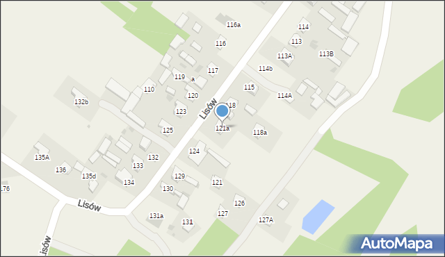 Lisów, Lisów, 121a, mapa Lisów