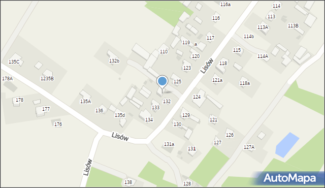Lisów, Lisów, 132a, mapa Lisów