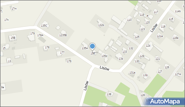 Lisów, Lisów, 136, mapa Lisów