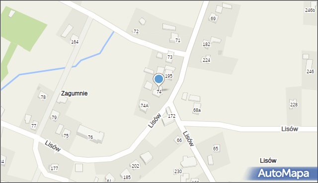 Lisów, Lisów, 74, mapa Lisów