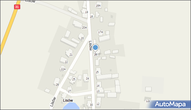 Lisów, Lisów, 16, mapa Lisów