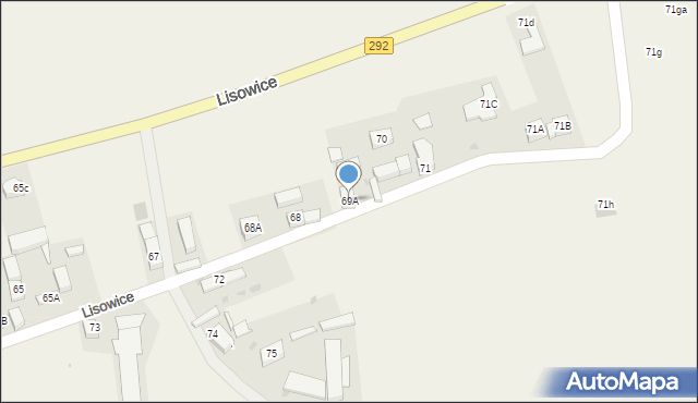 Lisowice, Lisowice, 69A, mapa Lisowice