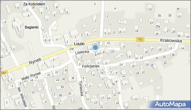 Liszki, Lisiecka, 4, mapa Liszki