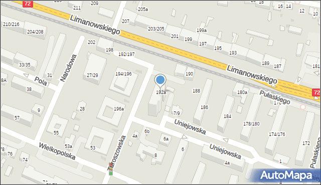 Łódź, Limanowskiego Bolesława, 192a, mapa Łodzi