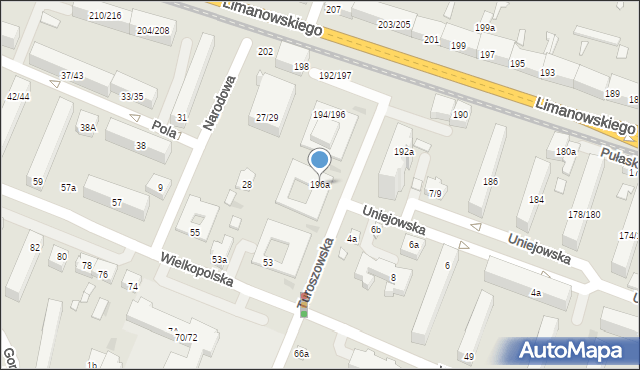 Łódź, Limanowskiego Bolesława, 196a, mapa Łodzi