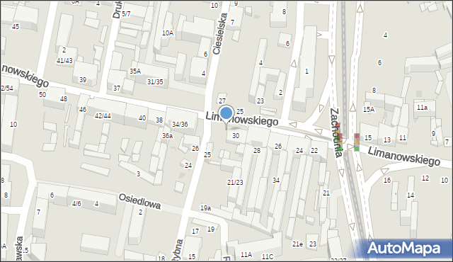 Łódź, Limanowskiego Bolesława, 32, mapa Łodzi