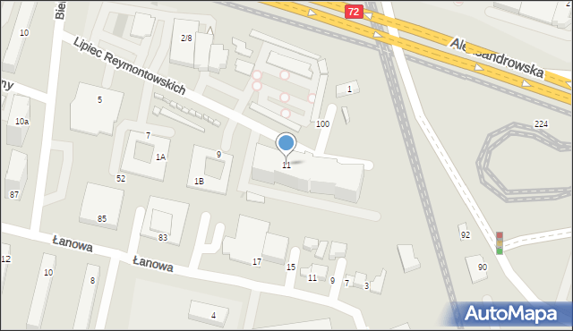 Łódź, Lipiec Reymontowskich, 11, mapa Łodzi