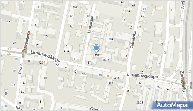 Łódź, Limanowskiego Bolesława, 35A, mapa Łodzi