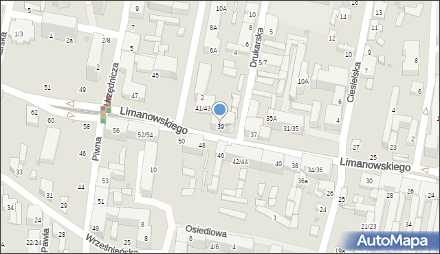 Łódź, Limanowskiego Bolesława, 39, mapa Łodzi