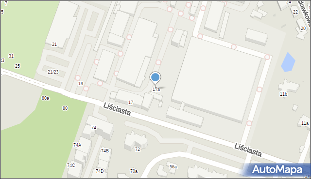 Łódź, Liściasta, 17a, mapa Łodzi