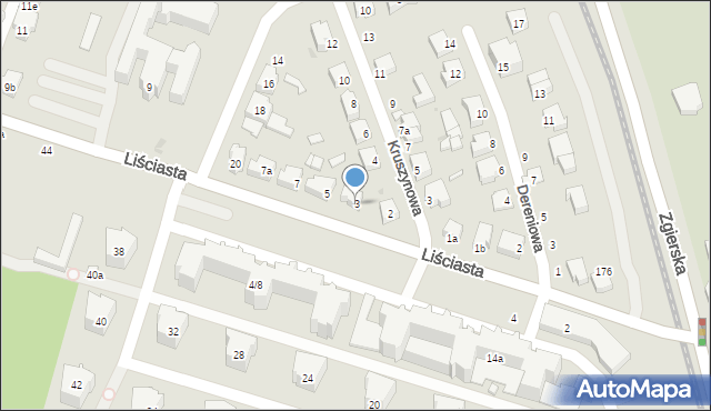 Łódź, Liściasta, 3, mapa Łodzi